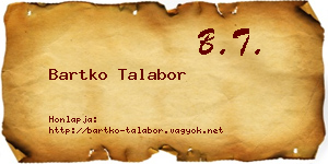 Bartko Talabor névjegykártya