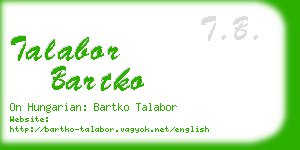 talabor bartko business card